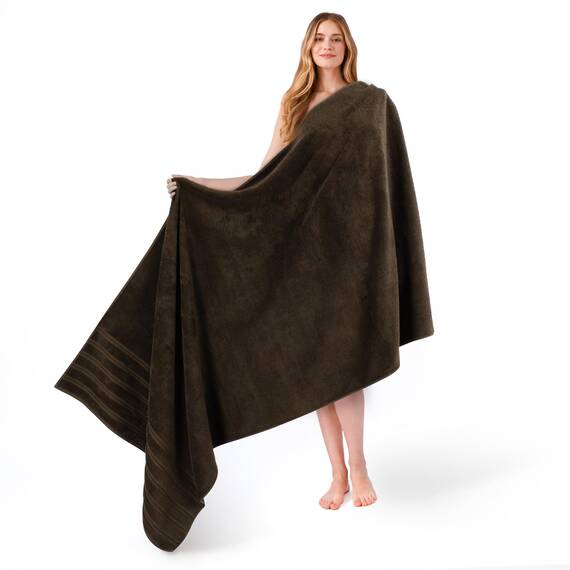 American Soft Linen Jumbo-Badetücher, 100% Baumwolle, türkisches Badetuch, übergroßes Luxus-Badetuch für Badezimmer, Strand und Pool, 76,2 x 177,9 cm, Braun
