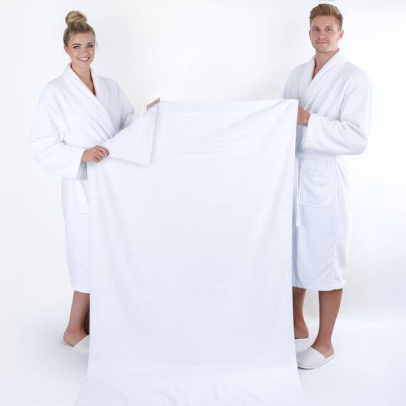 American Soft Linen Großes Jumbo-Badetuch aus 100% türkischer echter Baumwolle, 35 x 70 cm, Premium-& Luxus-Handtücher für Badezimmer, maximale Weichheit & saugfähiges Badelaken, helles Weiß