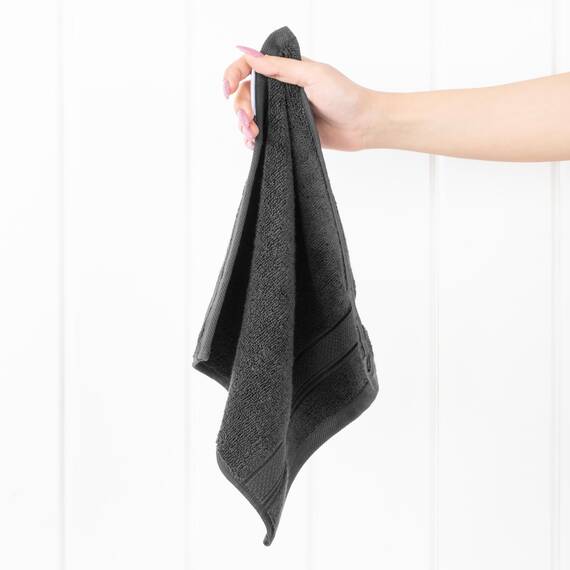 American Soft Linen Salem Waschlappen-Sets, 4-teilig, luxuriös, 600 g/m², 100 % Baumwolle, Waschlappen für Badezimmer, 33 x 33 cm, hochwertige Handtücher, Dunkelgrau