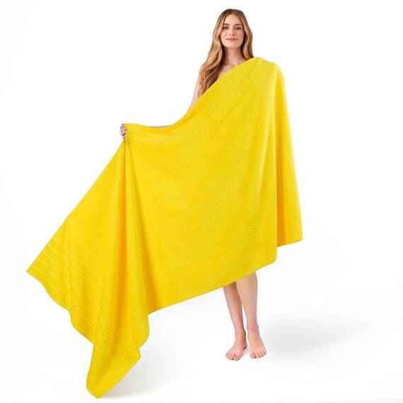 American Soft Linen Jumbo-Badetücher, 600 g/m², 100 % Baumwolle, türkisches Badetuch, übergroßes Luxus-Badetuch für Badezimmer, Strand und Pool, 88,9 x 177,9 cm, Gelb