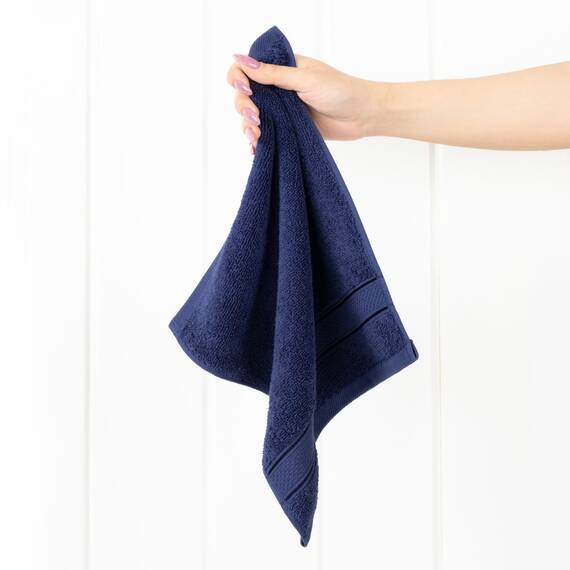 American Soft Linen Salem Waschlappen-Sets, 4-teilig, luxuriös, 600 g/m², 100 % Baumwolle, Waschlappen für Badezimmer, 33 x 33 cm, hochwertige Handtücher, Marineblau