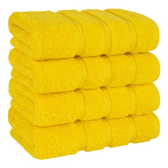 American Soft Linen Luxus-Handtücher für Badezimmer, 100% Baumwolle, türkisches 4-teiliges Handtuch-Set, 600 g/m², Handtücher für Küche, Gelb