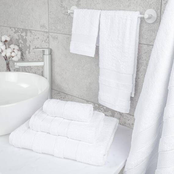 American Soft Linen Salem Türkisches Badetuch-Set, 100% Baumwolle, 600 g/m², 6 Stück Handtücher für Badezimmer, 2 Badetücher, 2 Handtücher, 2 Waschlappen, Weiß