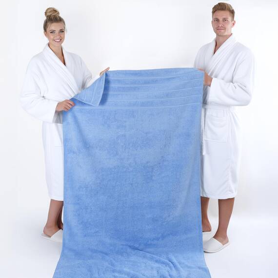 American Soft Linen Premium türkische echte Baumwolle, Luxus-Hotel-Qualität für maximale Weichheit und Saugfähigkeit Modern 35"x70" Jumbo Bath Towel Babyblau