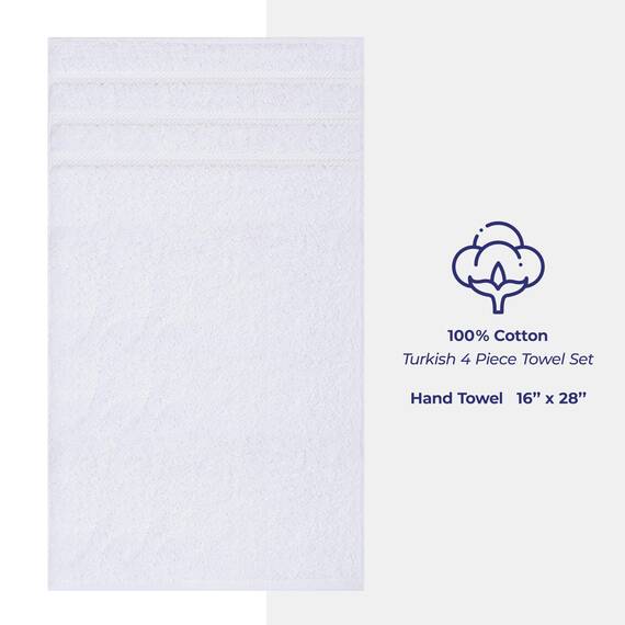 American Soft Linen Luxus-Handtücher für Badezimmer, 100% Baumwolle, Türkisches 4-teiliges Set, 600 g/m², für Küche, Weiß