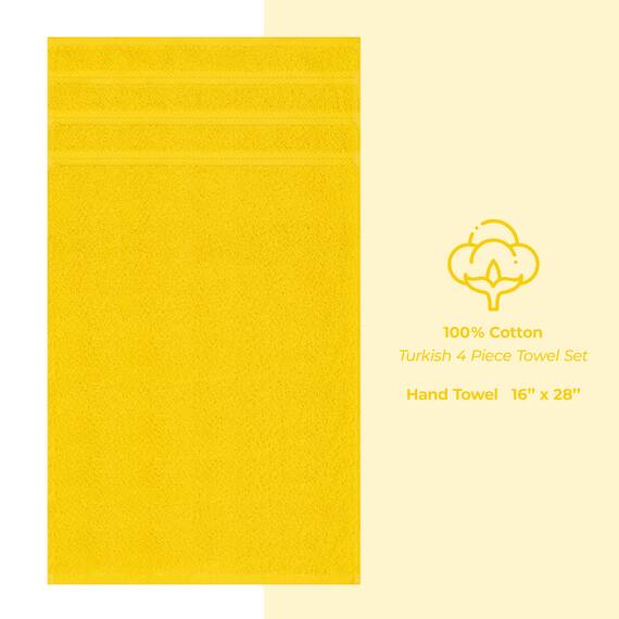 American Soft Linen Luxus-Handtücher für Badezimmer, 100% Baumwolle, türkisches 4-teiliges Handtuch-Set, 600 g/m², Handtücher für Küche, Gelb