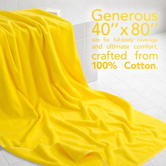 American Soft Linen Übergroßes Badetuch für Badezimmer, 600 g/m², 100% Baumwolle, türkisches Jumbo-Badetuch für Erwachsene, 101,6 x 203,2 cm, Gelb