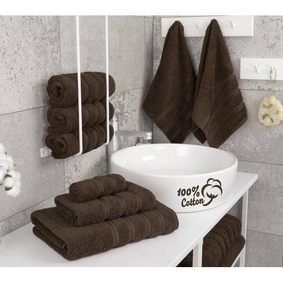 American Soft Linen Premium türkische echte Baumwolle, Luxus-Hotel-Qualität für maximale Weichheit und Saugfähigkeit Modern 6 Pieces Towel Set Schokobraun