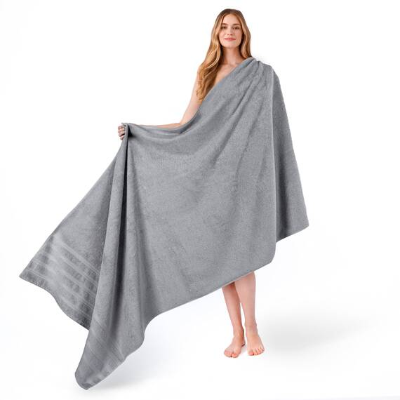 American Soft Linen Großes Jumbo-Badetuch aus 100% türkischer echter Baumwolle, 35 x 70 cm, Premium-& Luxus-Handtücher für Badezimmer, maximale Weichheit & saugfähiges Badelaken – Rockridge Grey