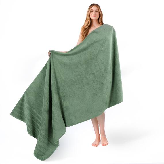 American Soft Linen Großes Jumbo-Badetuch aus 100% türkischer echter Baumwolle, 35 x 70 cm, Premium-& Luxus-Handtücher für Badezimmer, maximale Weichheit & saugfähiges Badelaken, Salbeigrün