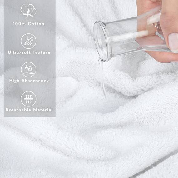 American Soft Linen Großes Jumbo-Badetuch aus 100% türkischer echter Baumwolle, 35 x 70 cm, Premium-& Luxus-Handtücher für Badezimmer, maximale Weichheit & saugfähiges Badelaken, helles Weiß