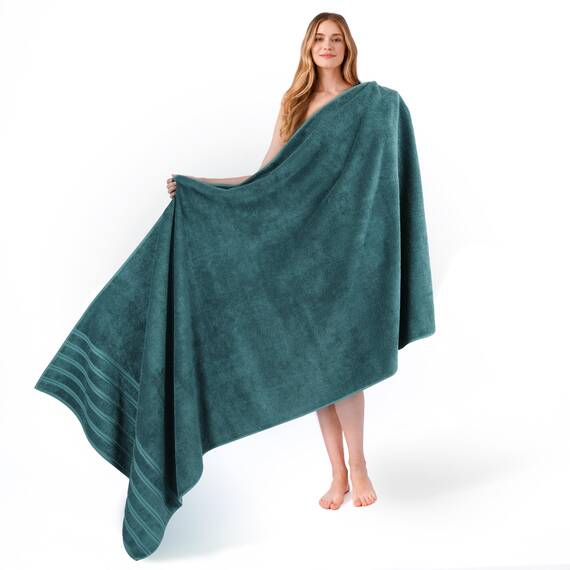 American Soft Linen Jumbo-Badetücher, 100% Baumwolle, türkisches Badetuch, übergroßes Luxus-Badetuch für Badezimmer, Strand und Pool, 76,2 x 177,9 cm, Blaugrün