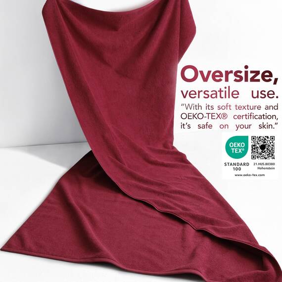 American Soft Linen Übergroßes Badetuch, 40 x 80 cm, extra groß für Badezimmer, 100% Baumwolle, türkisches Jumbo-Badetuch, Handtücher für Erwachsene, Bordeauxrot