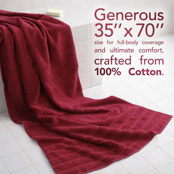 American Soft Linen Jumbo-Badetücher, 100% Baumwolle, türkisches Badetuch, übergroßes Luxus-Badetuch für Badezimmer, Strand und Pool, 76,2 x 177,9 cm, Bordeaux