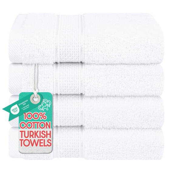 American Soft Linen Salem Waschlappen-Sets, 4-teilig, luxuriös, 600 g/m², 100 % Baumwolle, Waschlappen für Badezimmer, 33 x 33 cm, hochwertige Handtücher, Weiß