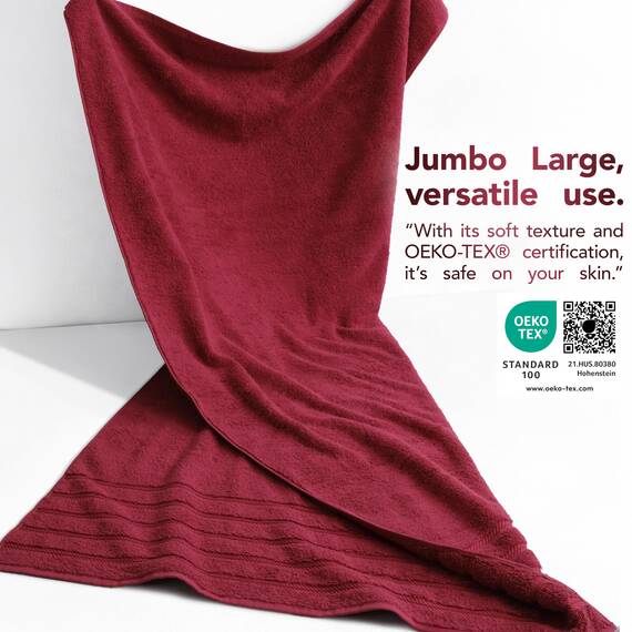 American Soft Linen Jumbo-Badetücher, 100% Baumwolle, türkisches Badetuch, übergroßes Luxus-Badetuch für Badezimmer, Strand und Pool, 76,2 x 177,9 cm, Bordeaux
