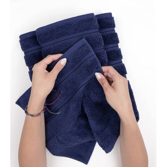 American Soft Linen, 4-teiliges Badetuch-Set, 100% türkische Baumwolle, 27 in 54 Badetücher für Badezimmer, weiche, saugfähige Badetücher, extra groß, schnell trocknende Duschtücher, Marineblau