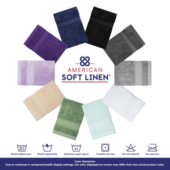 American Soft Linen Salem Türkisches Badetuch-Set, 100% Baumwolle, 600 g/m², 6 Stück Handtücher für Badezimmer, 2 Badetücher, 2 Handtücher, 2 Waschlappen, Marineblau