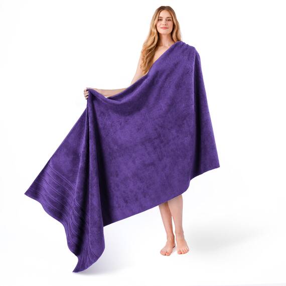 American Soft Linen Großes Jumbo-Badetuch aus 100% türkischer echter Baumwolle, 35 x 70 cm, Premium-& Luxus-Handtücher für Badezimmer, maximale Weichheit & saugfähiges Badelaken, Violett