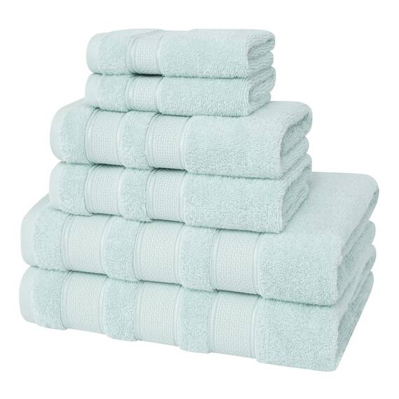American Soft Linen Salem Türkisches Badetuch-Set, 100% Baumwolle, 600 GSM, 6-teiliges Handtuchset für das Badezimmer, 2 Badetücher, 2 Handtücher, 2 Waschlappen, Mint