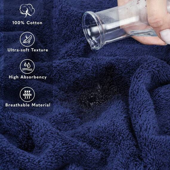 American Soft Linen Übergroßes Badetuch für Badezimmer, 100% Baumwolle, türkisches Jumbo-Badetuch für Erwachsene, 100% Baumwolle, 101,6 x 203,2 cm, Marineblau