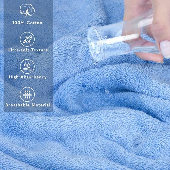 American Soft Linen Premium türkische echte Baumwolle, Luxus-Hotel-Qualität für maximale Weichheit und Saugfähigkeit Modern 35"x70" Jumbo Bath Towel Babyblau