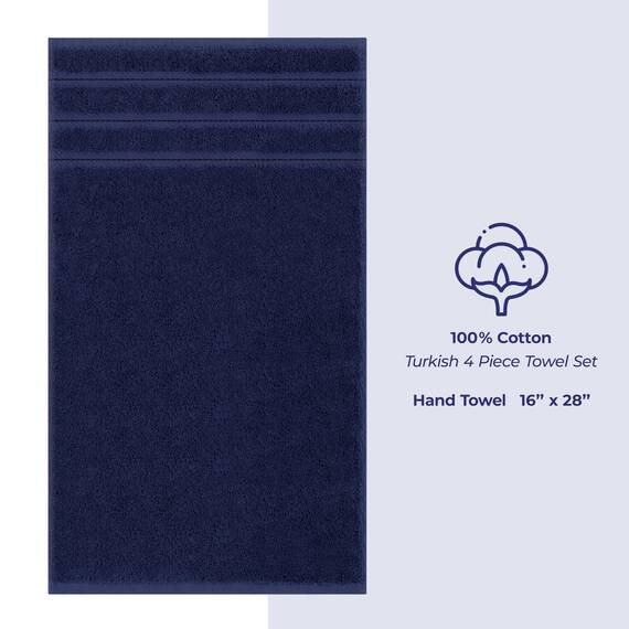 American Soft Linen Luxus-Handtücher für Badezimmer, 100% Baumwolle, türkisch, 4-teiliges Handtuch-Set, 600 g/m², Handtücher für Küche, marineblaue Handtücher