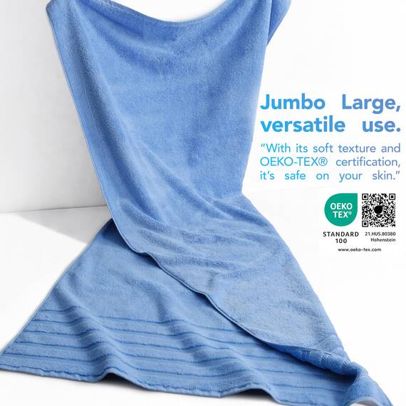 American Soft Linen Premium türkische echte Baumwolle, Luxus-Hotel-Qualität für maximale Weichheit und Saugfähigkeit Modern 35"x70" Jumbo Bath Towel Babyblau