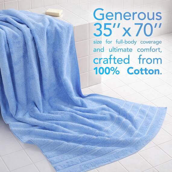 American Soft Linen Premium türkische echte Baumwolle, Luxus-Hotel-Qualität für maximale Weichheit und Saugfähigkeit Modern 35"x70" Jumbo Bath Towel Babyblau
