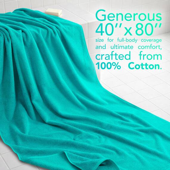 American Soft Linen Übergroßes Badetuch für Badezimmer, 100% Baumwolle, türkisches Jumbo-Badetuch für Erwachsene, 100% Baumwolle, 101,6 x 203,2 cm, Türkis