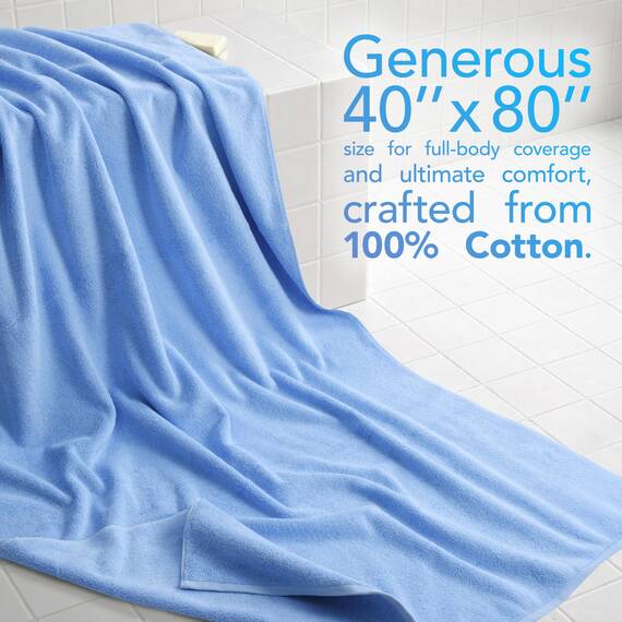 American Soft Linen Übergroßes Badetuch für Badezimmer, 100% Baumwolle, türkisches Jumbo-Badetuch für Erwachsene, 100% Baumwolle, 101,6 x 203,2 cm, Himmelblau