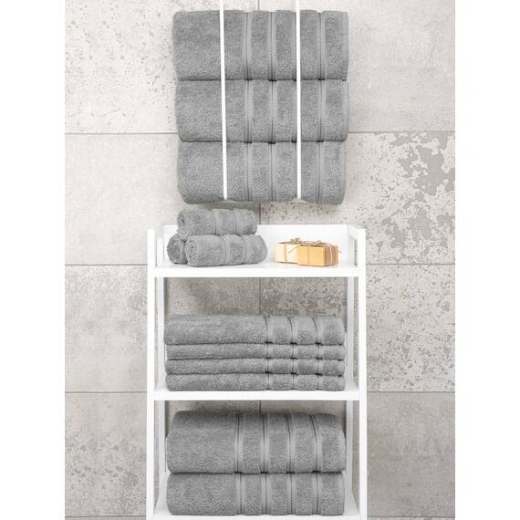 American Soft Linen Luxuriöses 4-teiliges Badetuch-Set, 100% Baumwolle, türkische Badetücher für Badezimmer, 68,6 x 137,2 cm, große Badezimmer-Duschtücher, Hellgrau