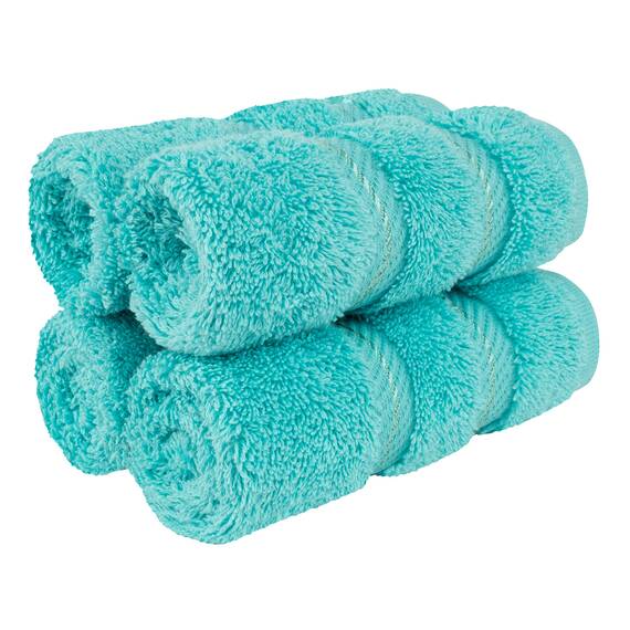American Soft Linen Luxus-Waschlappen für Badezimmer, 100 % Baumwolle, 4-teiliges türkisches Waschlappen-Set, 33 x 33 cm, weiche Lappen für Körper und Gesicht, Türkisblau