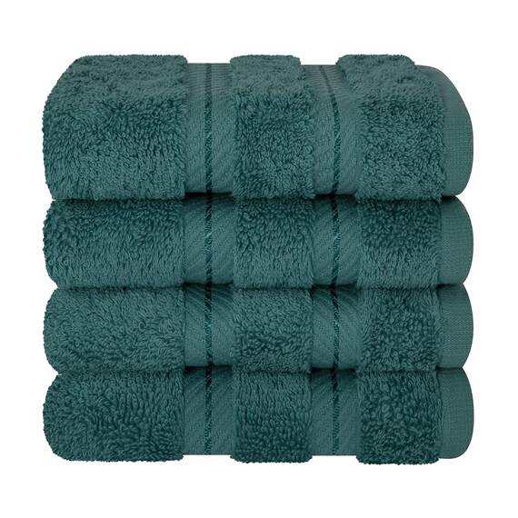 American Soft Linen Luxus-Waschlappen für Badezimmer, 100 % Baumwolle, 4-teiliges türkisches Waschlappen-Set, 33 x 33 cm, weiche Lappen für Körper und Gesicht, Blaugrün