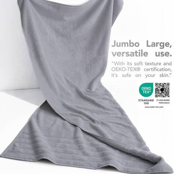 American Soft Linen Großes Jumbo-Badetuch aus 100% türkischer echter Baumwolle, 35 x 70 cm, Premium-& Luxus-Handtücher für Badezimmer, maximale Weichheit & saugfähiges Badelaken – Rockridge Grey
