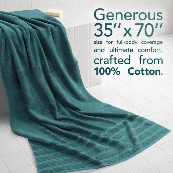 American Soft Linen Jumbo-Badetücher, 100% Baumwolle, türkisches Badetuch, übergroßes Luxus-Badetuch für Badezimmer, Strand und Pool, 76,2 x 177,9 cm, Blaugrün