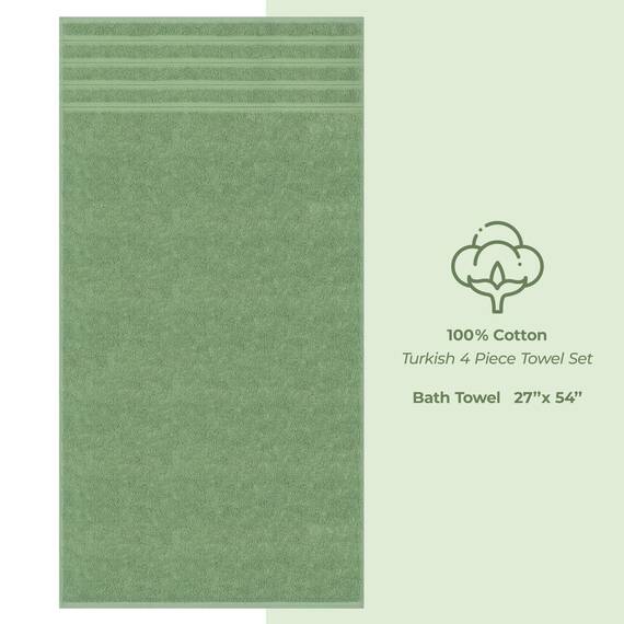 American Soft Linen, 4-teiliges Badetuch-Set, 100% türkische Baumwolle, 27 in 54 Badetücher für Badezimmer, weiche, saugfähige Badetücher, extra groß, schnell trocknende Duschtücher, salbeigrün