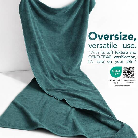 American Soft Linen Übergroßes Badetuch für Badezimmer, 100% Baumwolle, türkisches Jumbo-Badetuch für Erwachsene, 100% Baumwolle, 101,6 x 203,2 cm, Blaugrün