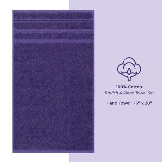 American Soft Linen Luxus-Handtücher für Badezimmer, 600 g/m², 100% Baumwolle, türkisches 4-teiliges Handtuch-Set, Handtücher für Küche, Violett