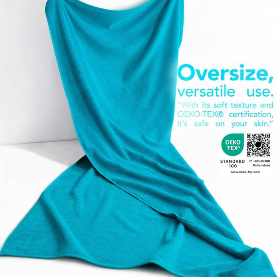 American Soft Linen Übergroßes Badetuch für Badezimmer, 600 g/m², 100% Baumwolle, türkisches Jumbo-Badetuch für Erwachsene, 101,6 x 203,2 cm, Aquablau