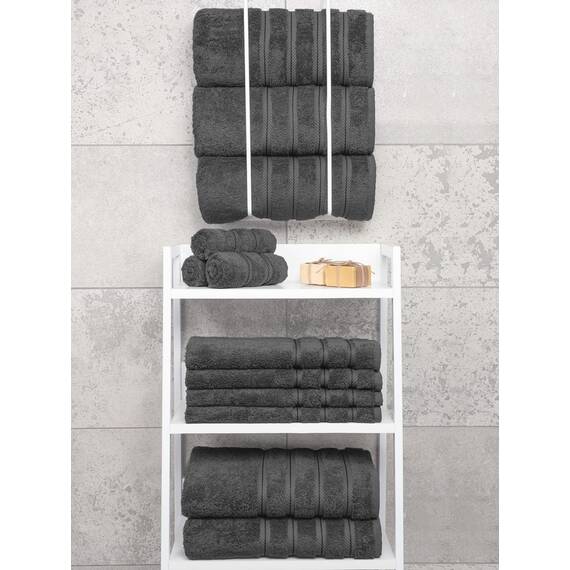 American Soft Linen Luxuriöses 4-teiliges Badetuch-Set, 100% Baumwolle, türkische Badetücher für Badezimmer, 68,6 x 137,2 cm, große Badezimmer-Duschtücher, Dunkelgrau