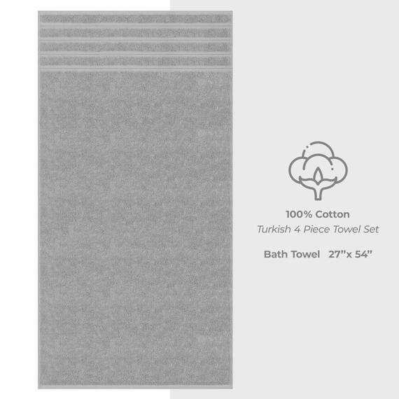 American Soft Linen Luxuriöses 4-teiliges Badetuch-Set, 100% Baumwolle, türkische Badetücher für Badezimmer, 68,6 x 137,2 cm, große Badezimmer-Duschtücher, Hellgrau