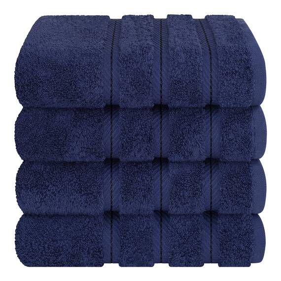 American Soft Linen Luxus-Handtücher für Badezimmer, 100% Baumwolle, türkisch, 4-teiliges Handtuch-Set, 600 g/m², Handtücher für Küche, marineblaue Handtücher