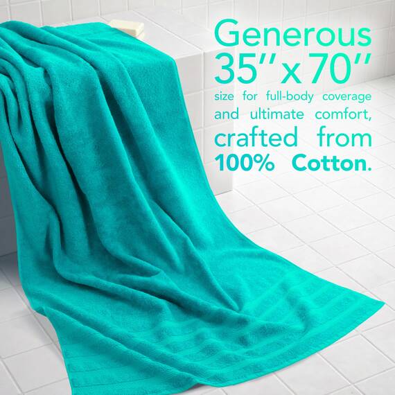 American Soft Linen Großes Jumbo-Badetuch aus 100% türkischer echter Baumwolle, 35 x 70 cm, Premium-& Luxus-Handtücher für Badezimmer, maximale Weichheit & saugfähiges Badelaken – Türkisblau