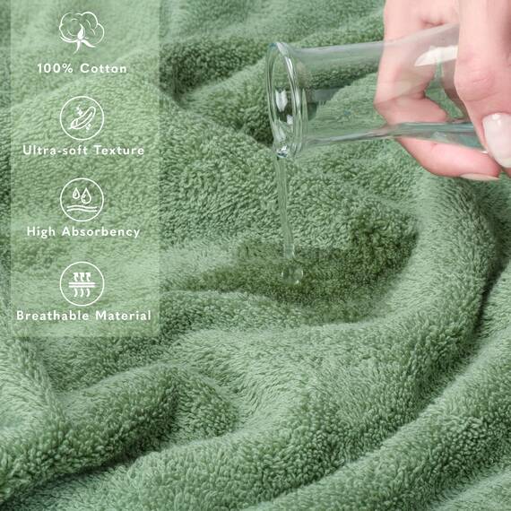 American Soft Linen Großes Jumbo-Badetuch aus 100% türkischer echter Baumwolle, 35 x 70 cm, Premium-& Luxus-Handtücher für Badezimmer, maximale Weichheit & saugfähiges Badelaken, Salbeigrün