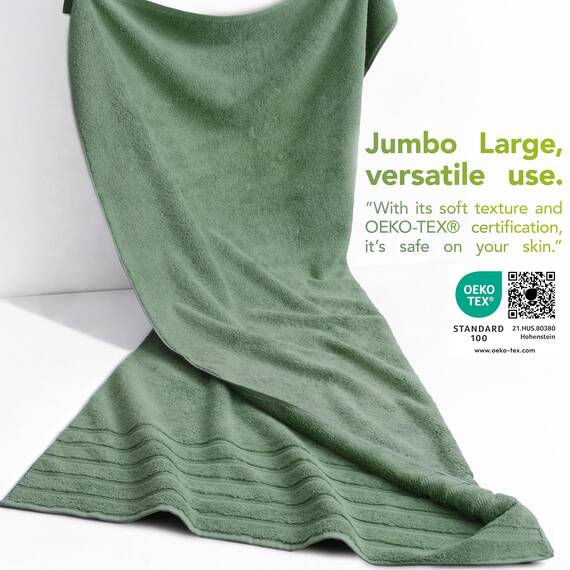 American Soft Linen Großes Jumbo-Badetuch aus 100% türkischer echter Baumwolle, 35 x 70 cm, Premium-& Luxus-Handtücher für Badezimmer, maximale Weichheit & saugfähiges Badelaken, Salbeigrün
