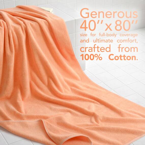 American Soft Linen Übergroßes Badetuch für Badezimmer, 600 g/m², 100% Baumwolle, türkisches Jumbo-Badetuch für Erwachsene, 101,6 x 203,2 cm, Malibu-Pfirsich