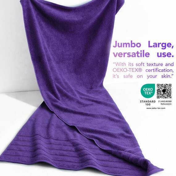 American Soft Linen Großes Jumbo-Badetuch aus 100% türkischer echter Baumwolle, 35 x 70 cm, Premium-& Luxus-Handtücher für Badezimmer, maximale Weichheit & saugfähiges Badelaken, Violett
