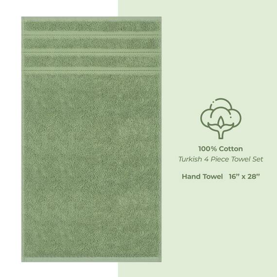 American Soft Linen Luxus-Handtücher für Badezimmer, 100% Baumwolle, türkisches 4-teiliges Handtuch-Set, 600 g/m², Handtücher für Küche, Salbeigrün