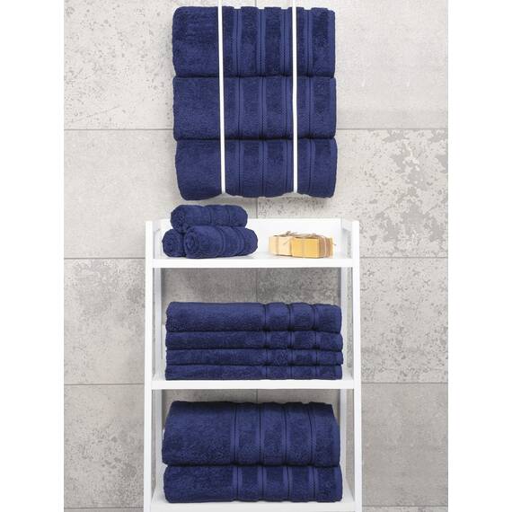 American Soft Linen, 4-teiliges Badetuch-Set, 100% türkische Baumwolle, 27 in 54 Badetücher für Badezimmer, weiche, saugfähige Badetücher, extra groß, schnell trocknende Duschtücher, Marineblau